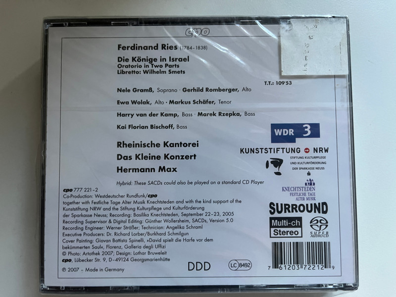 Ferdinand Ries: Die Könige In Israel - Gramß, Romberger, Schäfer, van der Kamp, Rheinische Kantorei, Das Kleine Konzert, Hermann Max / cpo 2x Hybrid Disc 2007 / 777 221-2