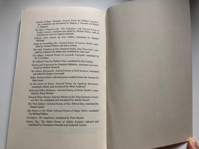 Foamy Sky the Major Poems of Miklos Radnoti  SELECTED AND TRANSLATED by ZSUZSANNA OZSVÁTH AND FREDERICK TURNER  Lockert Library of Poetry in Translation  Princeton University Press, 1992  Paperback (9780691015309)