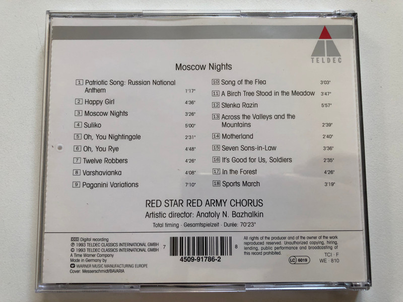 Red Star Red Army Chorus – Moscow Nights / Teldec Audio CD 1993 / 4509-91786-2