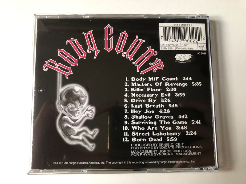 Body Count – Born Dead / Rhyme $yndicate Records Audio CD 1994 / RSYN 2
