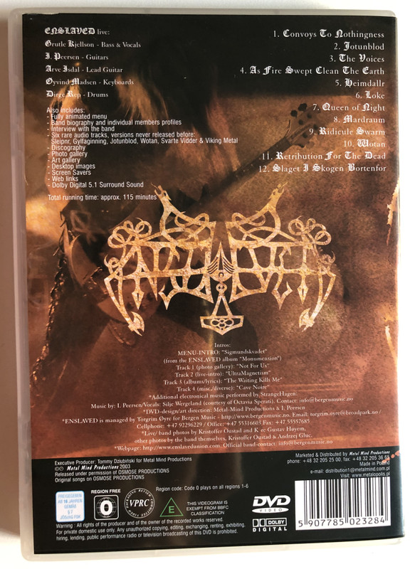 Live Retaliation - ENSLAVER  Live Show Recording  DVD Video (5907785023284)