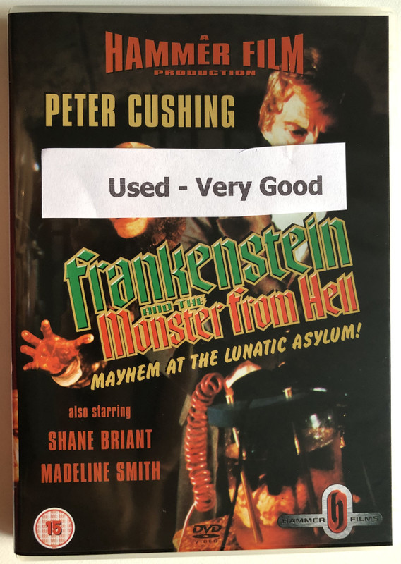 Frankenstein and the Monster from Hell - MAYHEM AT THE LUNATIC ASYLUM!  PETER CUSHING  also starring SHANE BRIANT, MADELINE SMITH  A HAMMER FILM PRODUCTION  DVD Video (5019322061700)
