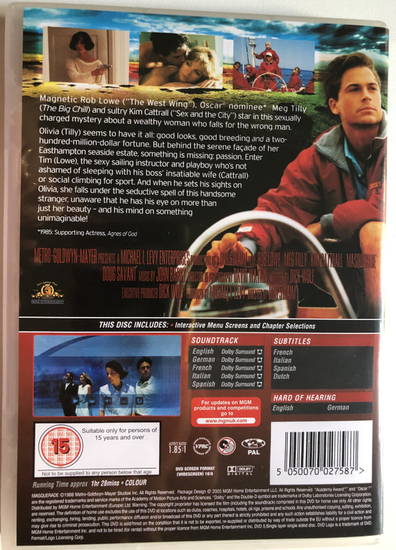 Masquerade  ROB LOWE, MEG TILLY, KIM CATTRALL  DVD Video (5050070027587)