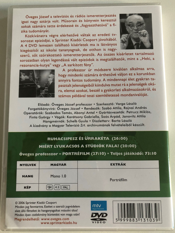 Öveges Professzor Összes Kísérlete  2006 Sprinter Kiadói Csoport  4 DVD Box Set (5999883131046)