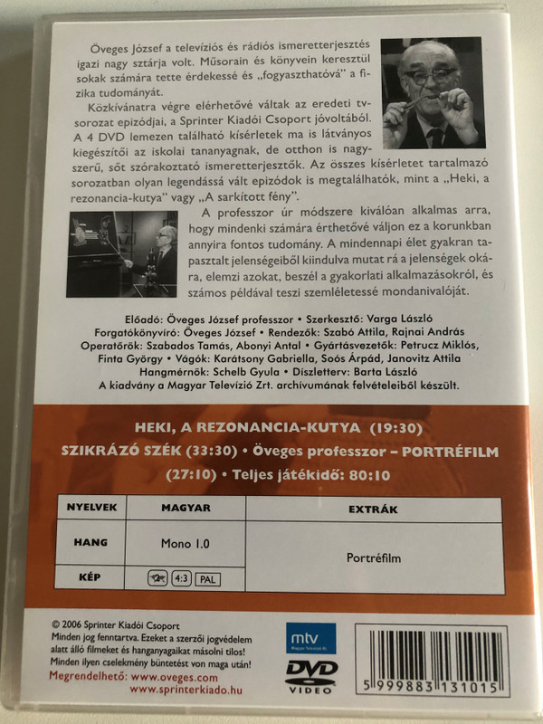 Öveges Professzor Összes Kísérlete  2006 Sprinter Kiadói Csoport  4 DVD Box Set (5999883131046)