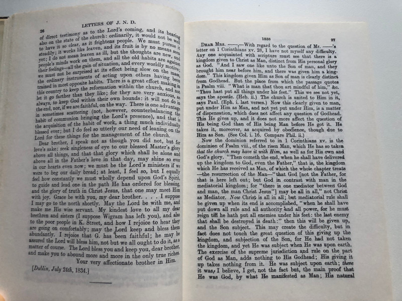 LETTERS OF J.N. Darby VOLUME ONE 1832-1868 Reprint 1971 / Anglo-Irish Bible teacher / BIBLE TRUTH PUBLISHERS (jndarbyvolumeone)