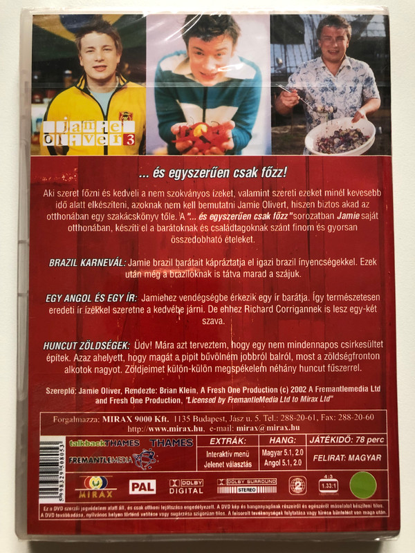 ...és egyszerűen csak főzz! Jamie Oliver 3 a pucér szakács visszaté (...and just cook! Jamie Oliver 3 the naked chef returns) / Szereplő: Jamie Oliver, Rendezte: Brian Klein, A Fresh One Production (c) 2002 A Fremantlemedia Ltd (5998329508053)