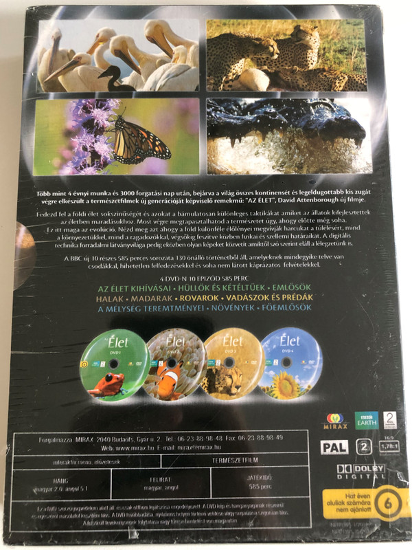 Az Élet  4 LEMEZES GYŰJTEMÉNY  DAVID ATTENBOROUGH magyar hangja VÉGVÁRI TAMÁS  BBC  4 DVDs Video Box