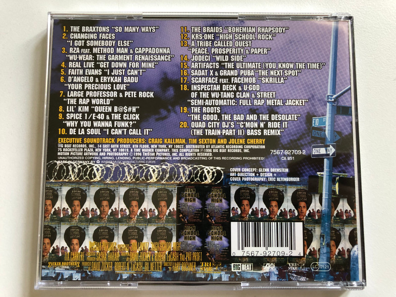 High School High (Music From And Inspired By The Motion Picture) - RZA feat. Method Man & Cappadonna; Jodeci; A Tribe Called Quest; Changing Faces; The Braxtons; Faith Evans; Scarface feat. Facemob / Big Beat Audio CD 1996 / 7567-92709-2