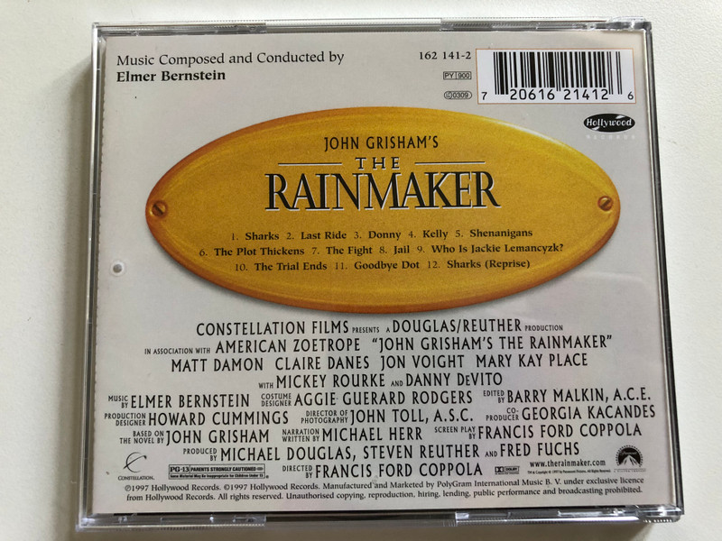 John Grisham's The Rainmaker - Music Composed and Conducted By Elmer Bernstein / Hollywood Records Audio CD 1997 / 162 141-2