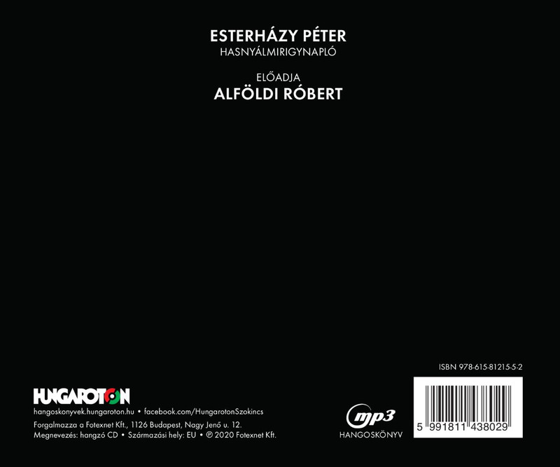 ESTERHÁZY - ALFÖLDI HASNYÁLMIRIGYNAPLÓ CD HANGOSKÖNYV  Alföldi Róbert ELŐADÁSÁBAN  Hungarian Audio Book  MP3 CD (5991811438029)