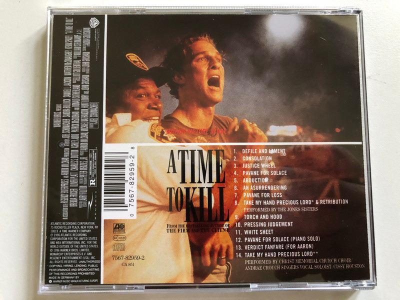 A Time To Kill (Motion Picture Score) - From The Bestselling Author Of The Firm And The Client - Music Composed By Elliot Goldenthal / Atlantic Audio CD 1996 / 7567-82959-2