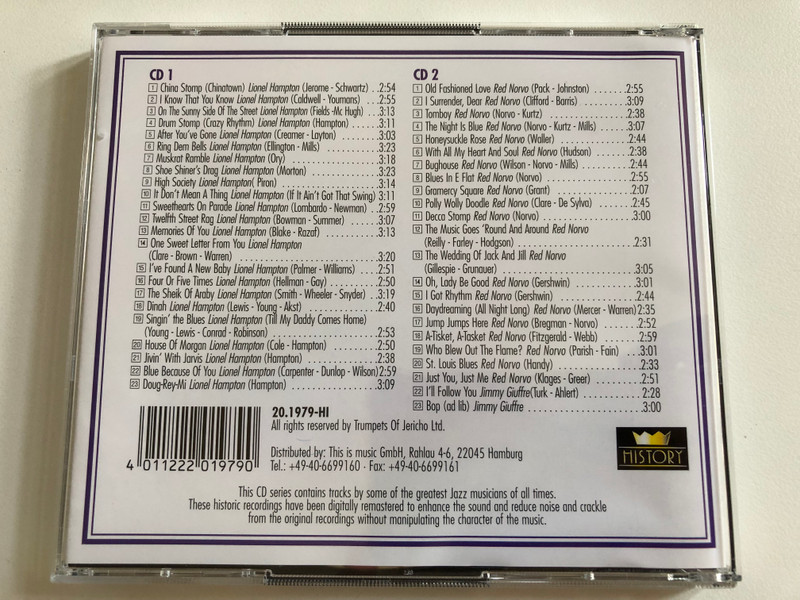 Jazz In History II - Lionel Hampton, Red Norvo, J. Giuffre / From Swing To Bebop / History 2x Audio CD / 20.1979-HI