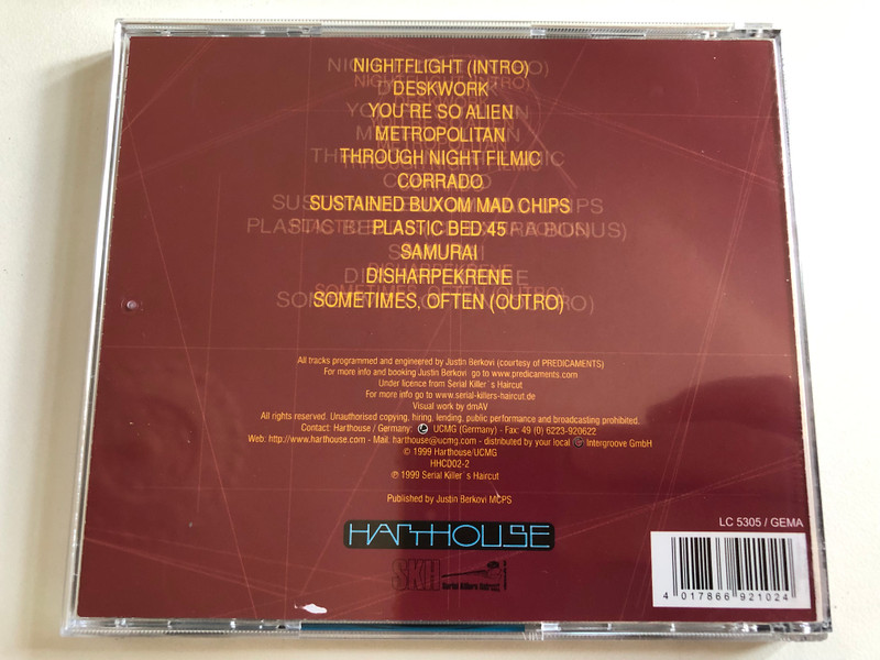 Justin Berkovi – In The Bag / Harthouse Audio CD 1999 / HHCD02-2