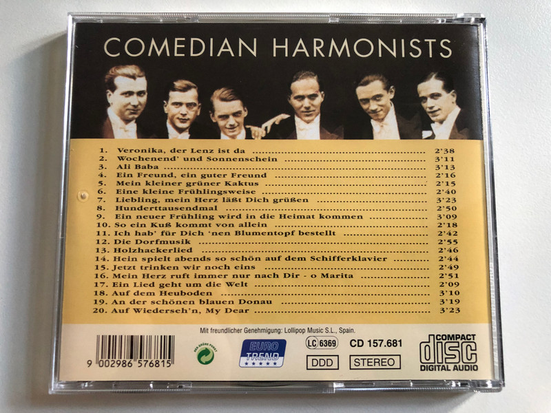 Comedian Harmonists - Mein Kleiner Grüner Kaktus; Veronika, Der Lenz Ist Da; Wochenend' Und Sonnenschein; Ein Freund, Ein Guter Freund; u. v. a. / Eurotrend Audio CD Stereo / CD 157.681
