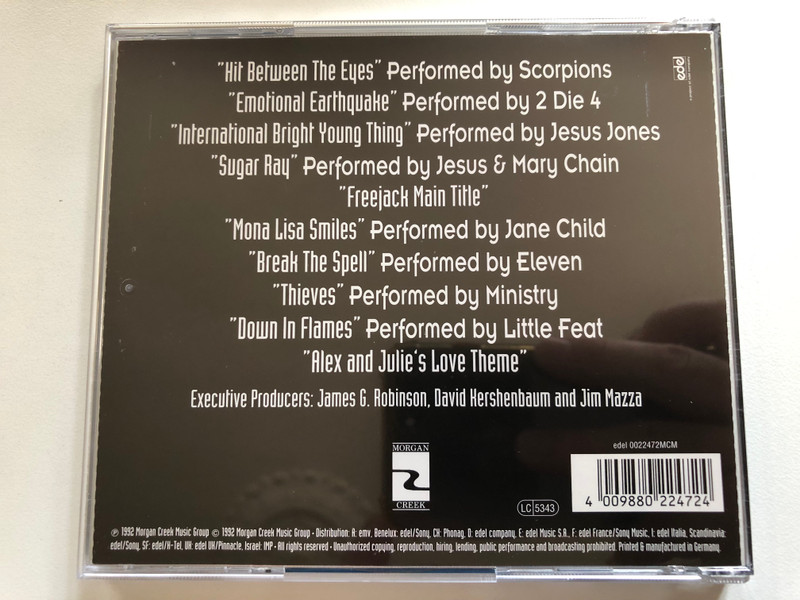 Freejack Soundtrack - Featuring: Scorpions, Ministry, Jesus Jones, Jesus & Mary Chain, Jane Child, Little Feat, Eleven, 2 Die 4, Plus Original Score Excerpts / Morgan Creek Records Audio CD 1992 / 0022472MCM