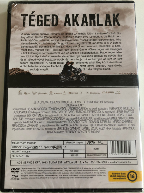TÉGED AKARLAK / EZÚTTAL VÁLASZTANI KELL / TENGO GANAS DE TI-A NAGYSIKERU FELHOK FELETT 3 MÉTERREL FOLYTATÁSA / DVD Video (5996471000234)