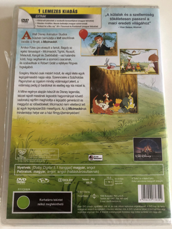 Micimackó  Winnie the Pooh  VADONATÚJ FILM  Disney DVD Video (5996255736304)