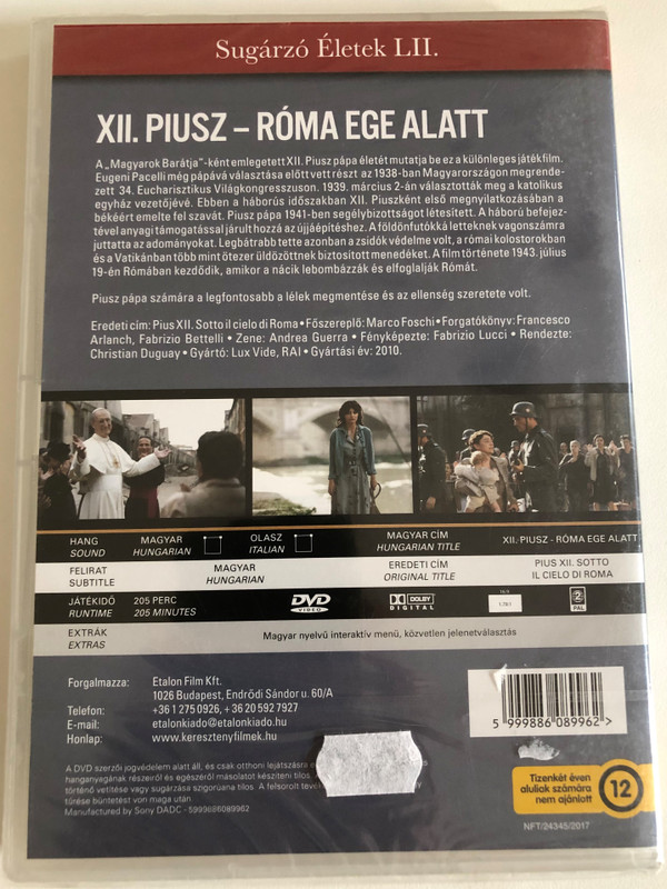 Pius XII. Sotto il Cielo di Roma / XII. Piusz - Róma ege alatt / Etalon Kiadó / DVD Video (5999886089962)