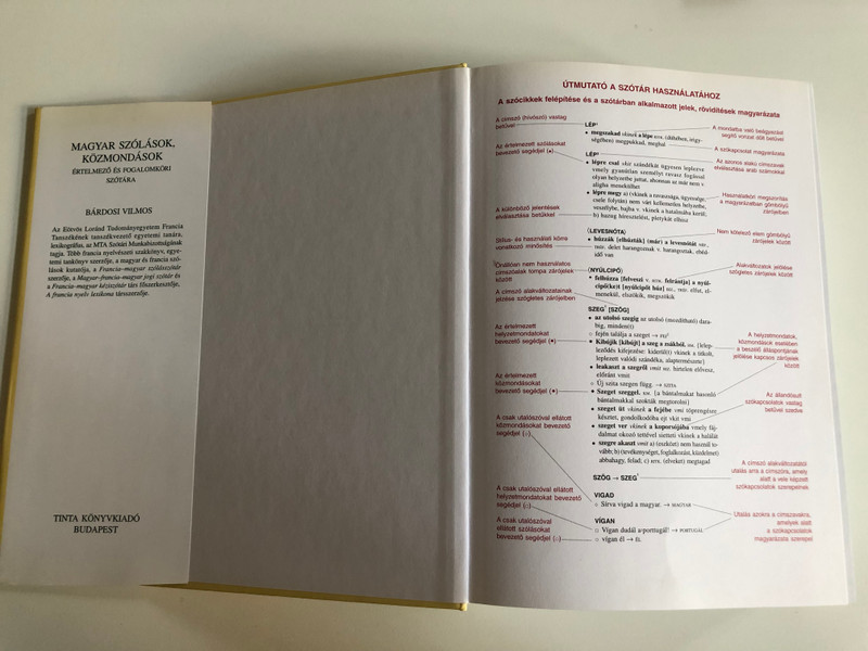 MAGYAR SZÓLÁSOK, KÖZMONDÁSOK - BÁRDOSI VILMOS / ÉRTELMEZŐ ÉS FOGALOMKÖRI SZÓTÁRA / TINTA KÖNYVKIADÓ / Hardcover (9789639902046)