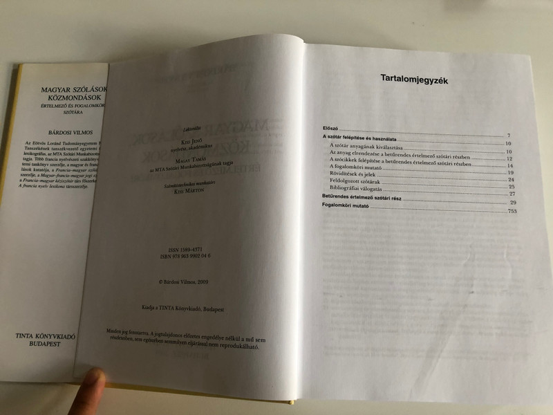 MAGYAR SZÓLÁSOK, KÖZMONDÁSOK - BÁRDOSI VILMOS / ÉRTELMEZŐ ÉS FOGALOMKÖRI SZÓTÁRA / TINTA KÖNYVKIADÓ / Hardcover (9789639902046)