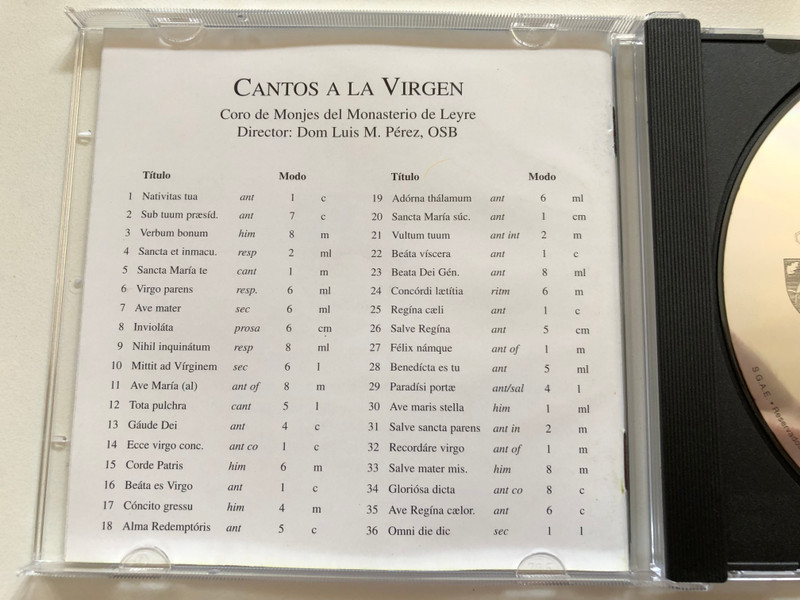 Cantos A La Virgen - Director: Dom Luis M. Perez, OSB - Canto Gerogirana, Monjes de Leyre / Prion Audio CD 1999 / 4079
