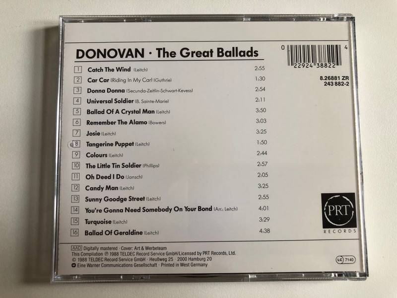 Donovan – The Great Ballads / PRT Audio CD 1988 / 8.26881 ZR