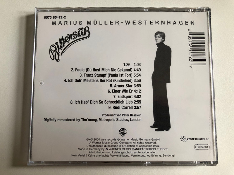 Marius Müller-Westernhagen – Bittersüß / Warner Bros. Records Audio CD 2000 / 8573 85472-2
