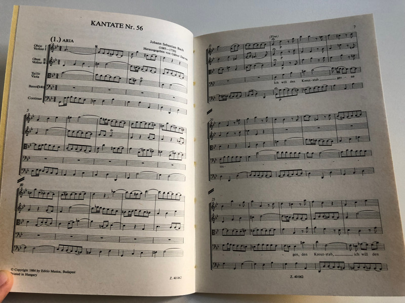 Kantate Nr.56 - J. S. BACH  KREUZSTAB-KANTATE  EDITIO MUSICA BUDAPEST STUDY SCORES  Z.40 062  Paperback