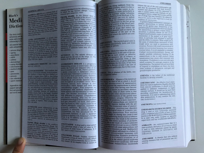 Black's Medical Dictionary  Edited by Gordon Macpherson  An encyclopaedic dictionary in one handy volume  A & C Black, 1999  Hardcover (9780713645668)