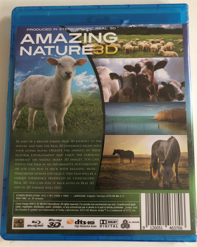 AMAZING NATURE 3D  PRODUCED IN STEREOSCOPIC REAL 3D  3D BLU-RAY DVD Video (9120051463706)