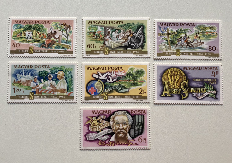 MAGYAR POSTA / ALBERT CHWEITZER 1875-1965 / LAMBARENE / NOBEL-BEKEDIJ (NOBEL CONCEPTION) 1953 / Albert Selmon (stampshun010)