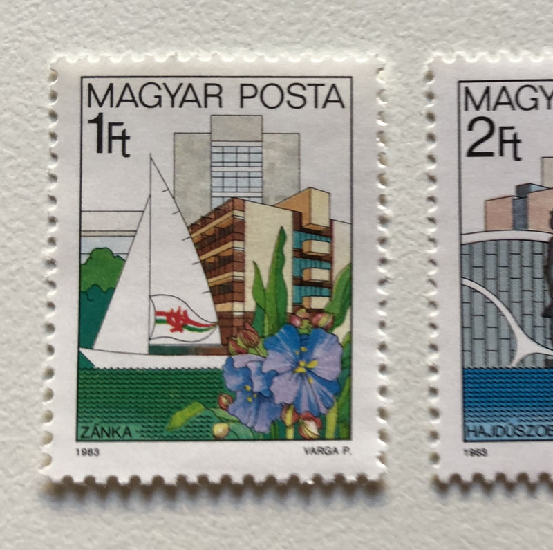 MAGYAR POSTA  ZANKA 1 Ft - HAJDÚSZOBOSZLO 2 Ft - HEVIZ 5 Ft  Stamp (stampshun011)