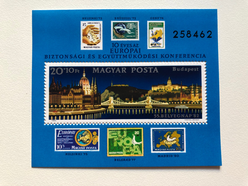 MAGYAR POSTA  VERTEL JOZSEF 1982  55.BÉLYEGNAP (55. STAMP DAY)  10 ÉVES AZ EURÓPAI MASTAR PORTA BIZTONSÁGI ÉS EGYÜTTMŰKÖDÉSI KONFERENCIA (10 YEARS OF THE EUROPEAN MASTAR PORTA SECURITY AND COOPERATION CONFERENCE)  Stamp (stampshun027)