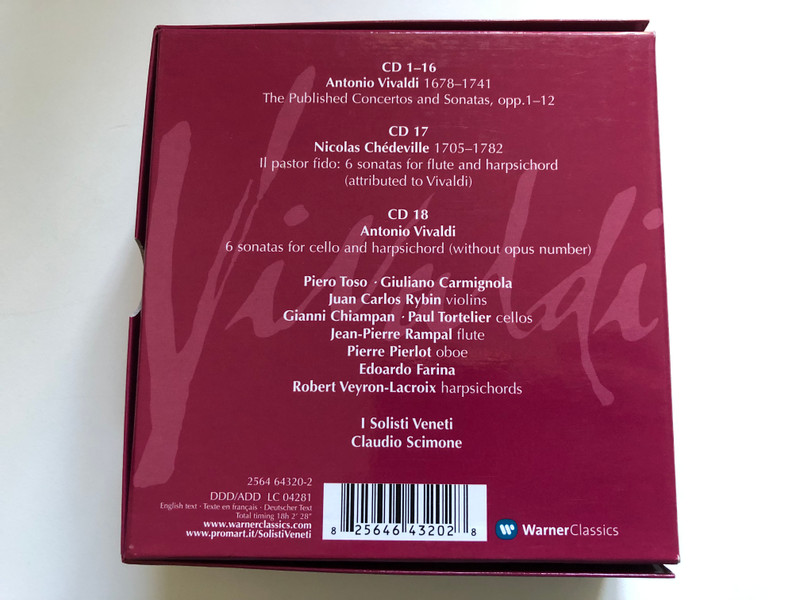 Concertos & Sonatas  I Solisti Veneti by SCIMONE, CLAUDIO  I SOLISTI VENETI  THE PUBLISHED CONCERTOS AND SONATAS, OPP, 1-12  DDDADD LC 04281  Audio CD (825646432028)