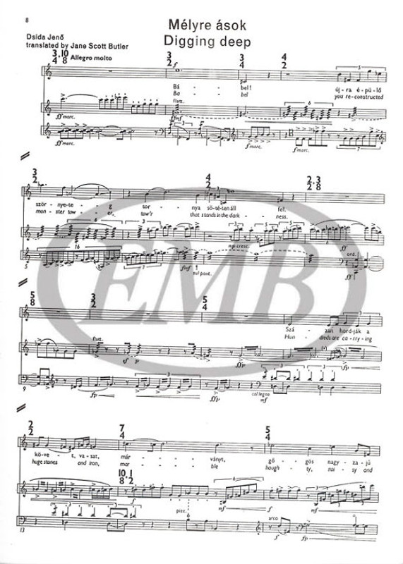 Balassa Sándor Antinomia  Trio for soprano, clarinet and violoncello on poems by I. Leckius and J. Dsida playing score Op. 14  Translated by Butler, Jane Scott  sheet music (9790080063149)