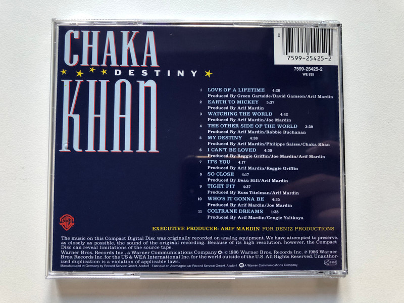 Chaka Khan – Destiny / Warner Bros. Records Audio CD 1986 / 7599-25425-2