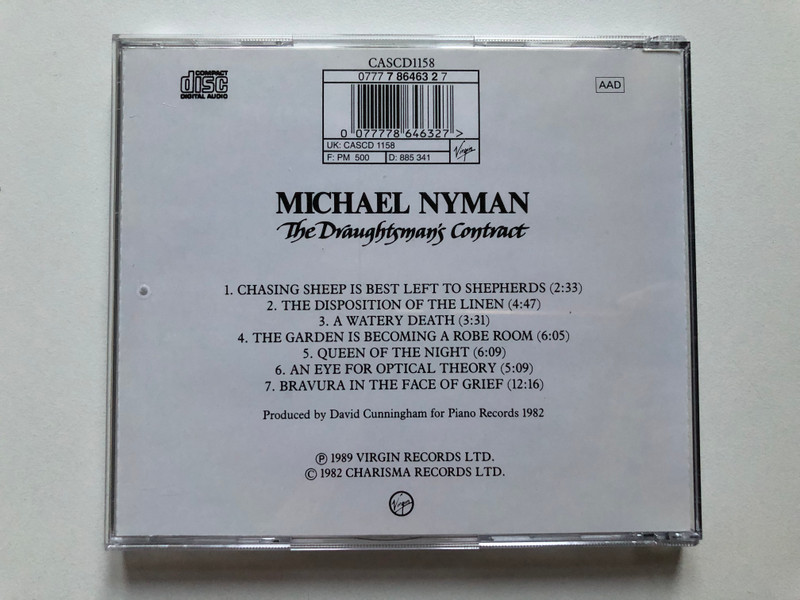 Michael Nyman – The Draughtsman's Contract / Virgin Audio CD 1989 / 0777 7 86463 2 7