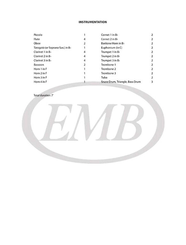 Balázs Árpád Kuruc Scenes  for tárogató or soprano saxophone and concert band score and parts  sheet music (9790080305768)