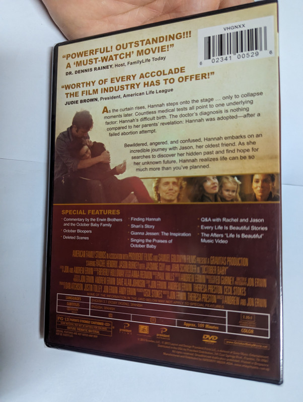 October Baby / A 'MUST-WATCH' MOVIE!" / Commentary by the Erwin Brothers and the October Baby Family / DVD (602341005296)