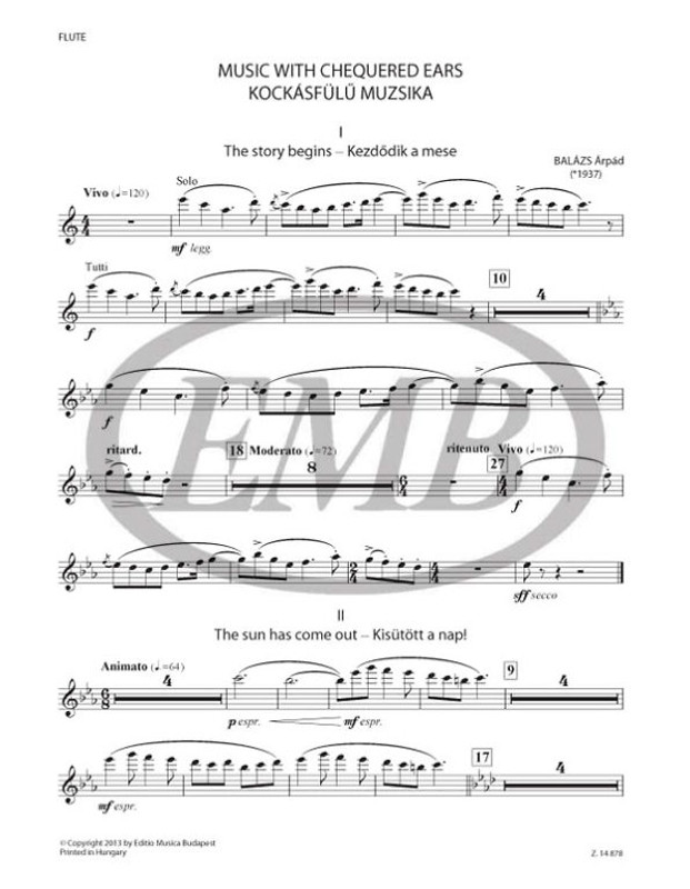 Balázs Árpád Music with Chequered  Ears for concert band score and parts  sheet music (9790080305270)