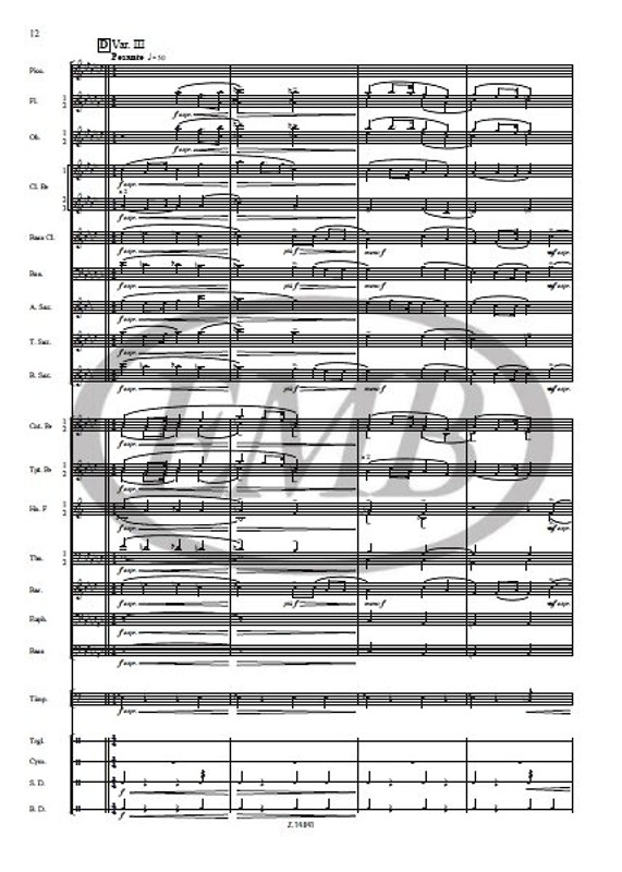 Balázs Árpád Promenade - Classical variations on a march theme  for concert band score  sheet music (9790080148419) 