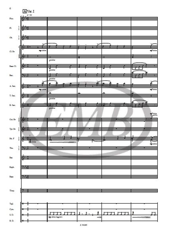 Balázs Árpád Promenade - Classical variations on a march theme  for concert band score  sheet music (9790080148419) 