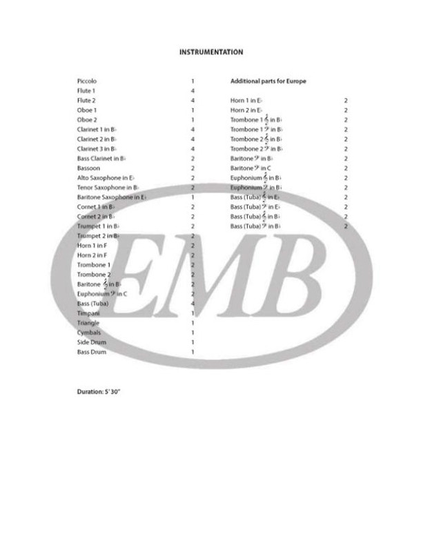 Balázs Árpád Promenade - Classical variations on a march theme  for concert band score and parts  sheet music (9790080305225)