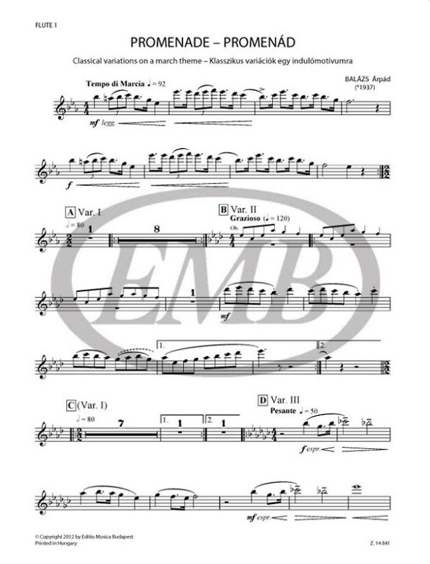 Balázs Árpád: Promenade – Classical Variations on a March Theme | Playing Score