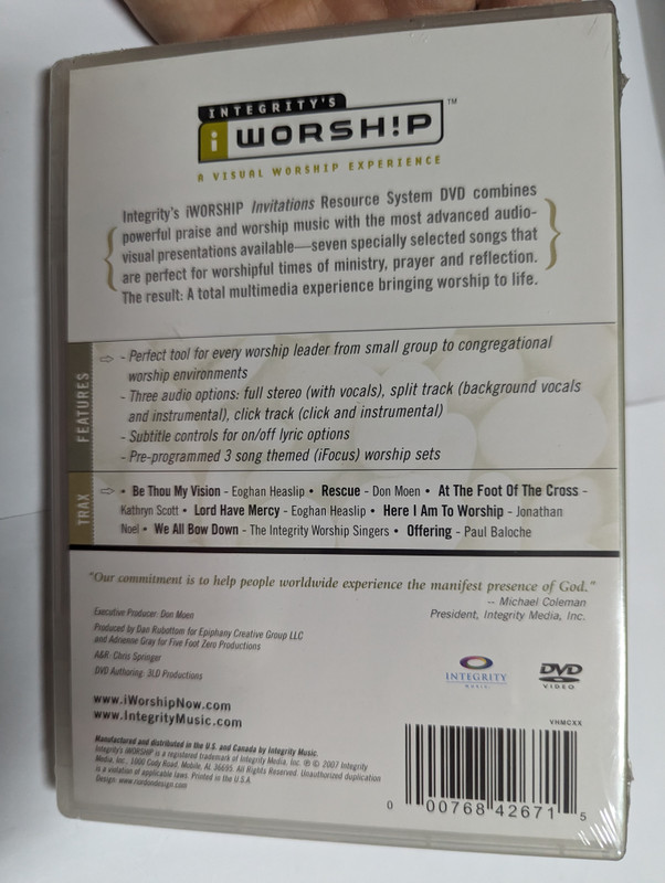 INTEGRITY'S iWORSH!P A VISUAL WORSHIP EXPERIENCE / Invitations MUSIC BACKDROPS FOR MINISTRY / RESOURCE SYSTEM DVD / FEATURING Rescue - Offering - At The Foot Of The Cross / DVD (000768426715)