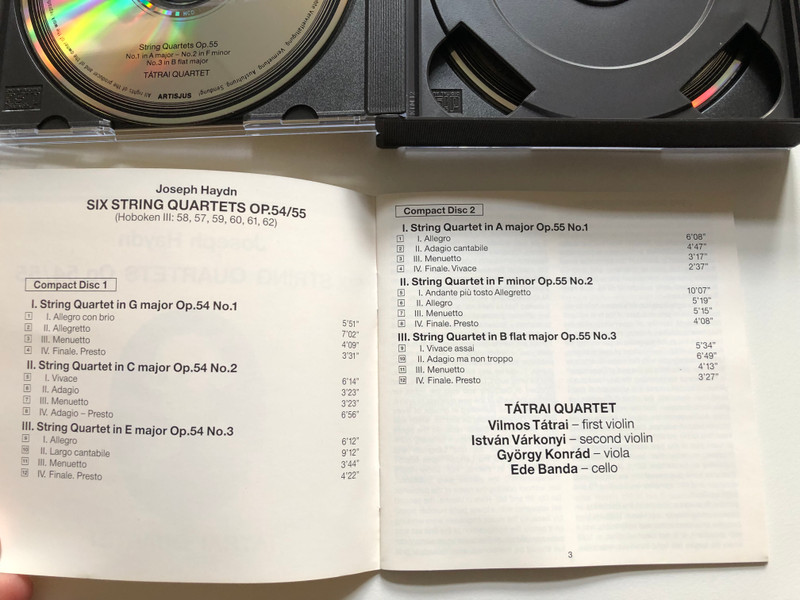 Joseph Haydn: Six String Quartets Opp. 54/55 - Tátrai Quartet / Hungaroton 2x Audio CD Stereo 1985 / HCD12506-07-2