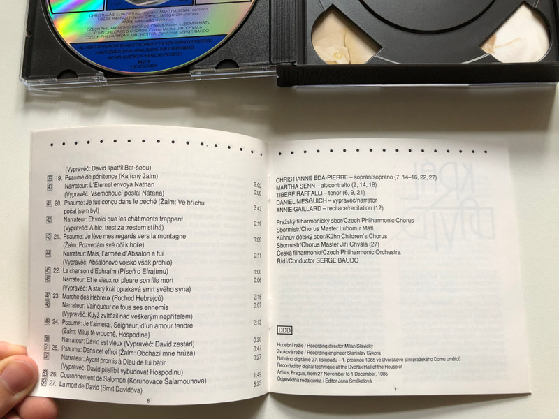 Honegger: Le Roi David - Eda-Pierre, Senn, Raffalli, Mesguich, Gaillard, Czech Philharmonic Chorus And Orchestra, Serge Baudo / Supraphon Audio CD 1988 Stereo, Box Set / 11 0132-2 231