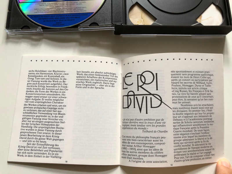 Honegger: Le Roi David - Eda-Pierre, Senn, Raffalli, Mesguich, Gaillard, Czech Philharmonic Chorus And Orchestra, Serge Baudo / Supraphon Audio CD 1988 Stereo, Box Set / 11 0132-2 231