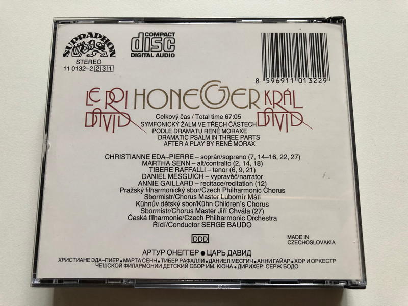 Honegger: Le Roi David - Eda-Pierre, Senn, Raffalli, Mesguich, Gaillard, Czech Philharmonic Chorus And Orchestra, Serge Baudo / Supraphon Audio CD 1988 Stereo, Box Set / 11 0132-2 231